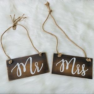 Rustic Mr & Mrs Wedding Chair Signs